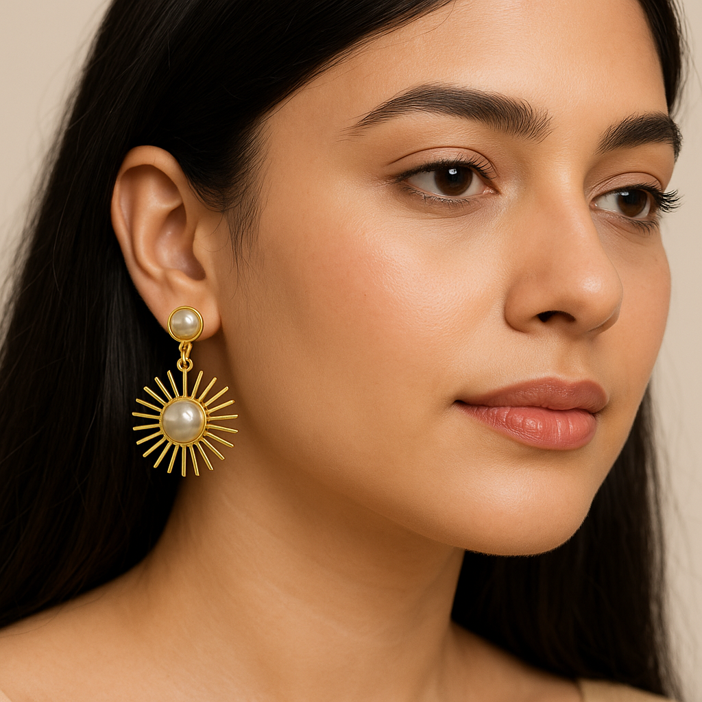 Fashionable gold earrings