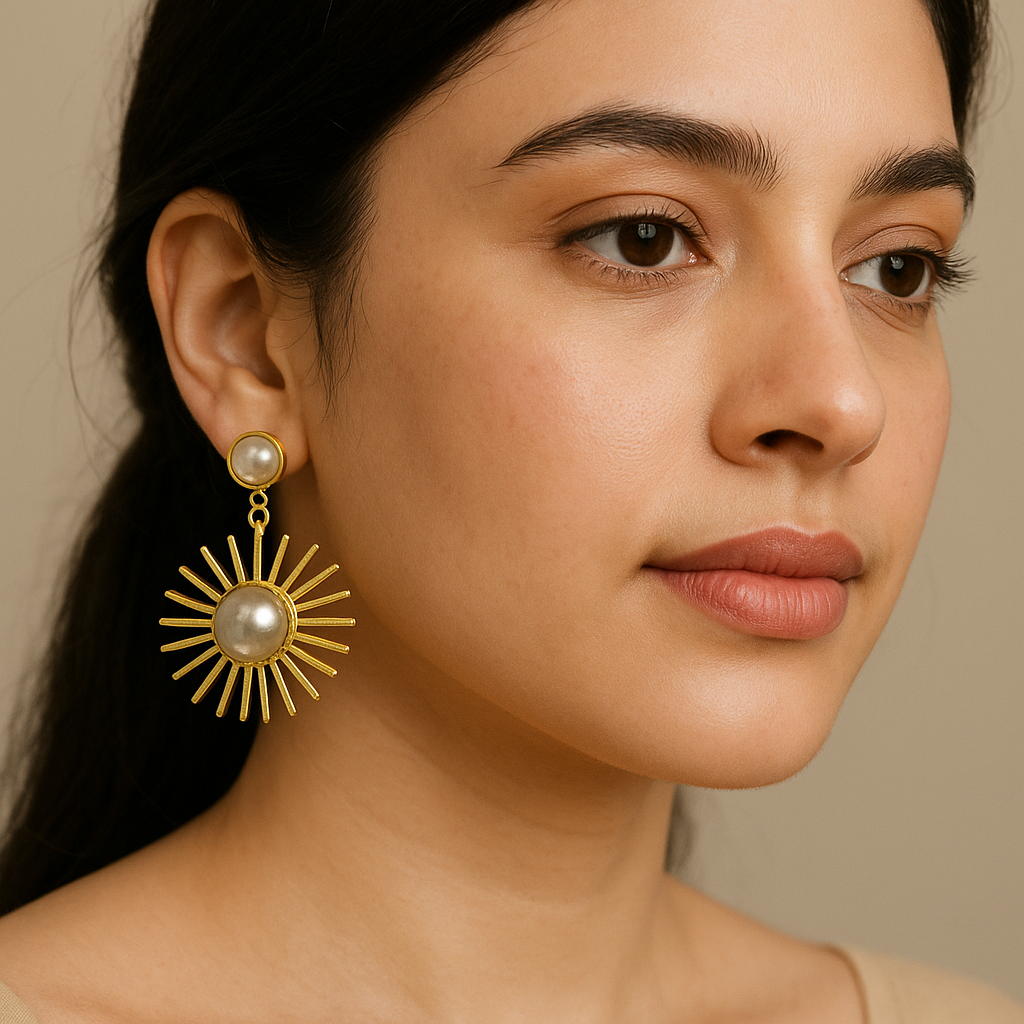 Fashionable gold earrings